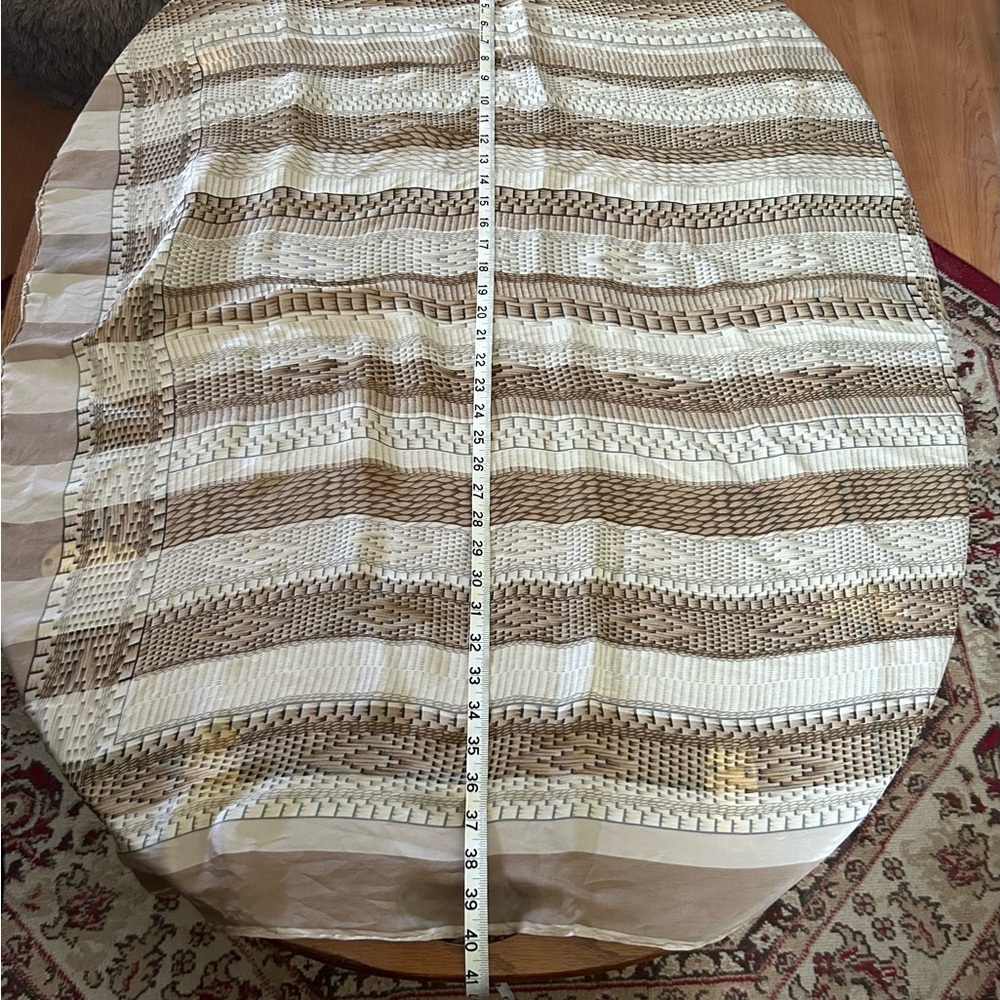 Vintage Tan & Cream Silk Chiffon Scarf - Picture 12 of 13